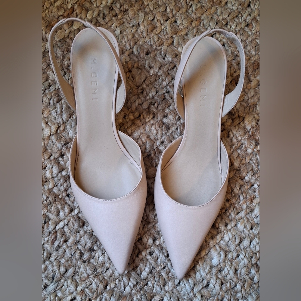 EUC‎ M.Gemi the Mia heels 9.5 Neutral Dressy Formal Party Wedding Leather 136